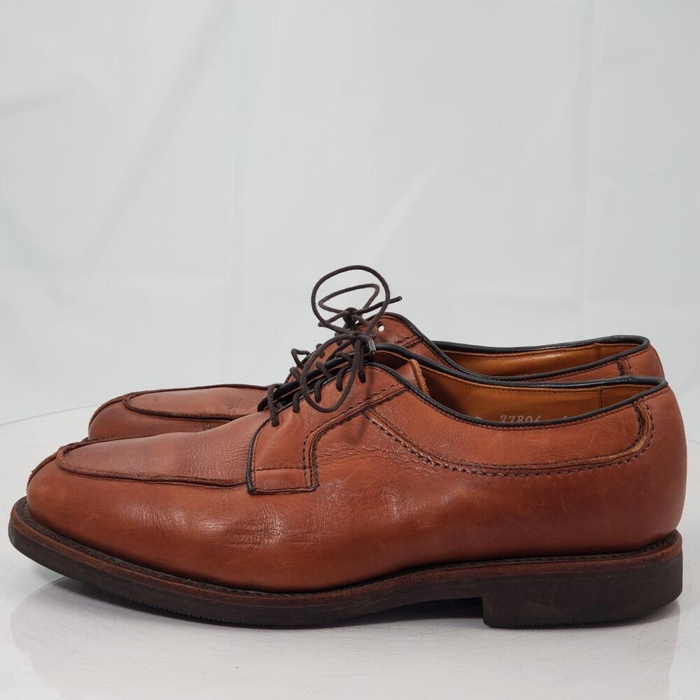 Allen Edmonds Stockbridge Shoes Men 7 Brown Leather Derby Lace Up Square Dress